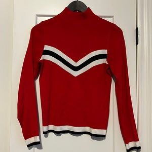Mock neck knit sweater with chevron detail